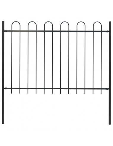 Recinzione Giardino con Punta Tonda in Acciaio 1,7 m Nera