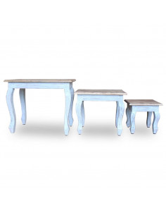 Set Tavolini a Incastro 3 pz in Legno Massello di Recupero