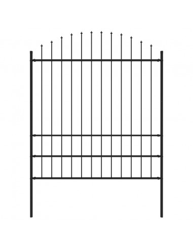 Recinzione Giardino Punta a Lancia (1,75-2)x1,7m Acciaio Nero