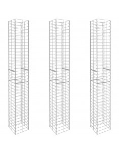 Gabbioni 3 pz in Acciaio Zincato 25x25x197 cm 2