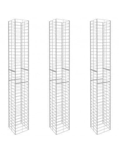 Gabbioni 3 pz in Acciaio Zincato 25x25x197 cm