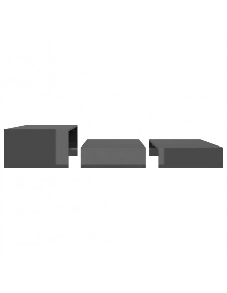 Set Tavolini ad Incastro Grigio Lucido 100x100x26,5 cm