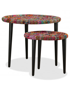 Set Tavolini da Caffè 2 pz con Dettagli Chindi Multicolore