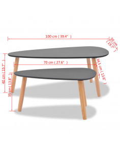 Set Tavolini da Caffè 2 pz in Massello di Pino Neri