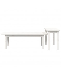 Set Tavolini da Salotto 2 pz Bianco in Legno Massello di Pino