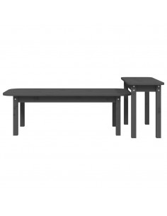 Set Tavolini da Salotto 2 pz Grigio in Legno Massello di Pino