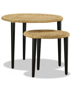 Set Tavolini da Salotto 2 pz in Iuta Naturale