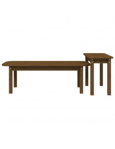 Set Tavolini da Salotto 2 pz Miele in Legno Massello di Pino