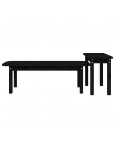 Set Tavolini da Salotto 2 pz Nero in Legno Massello di Pino