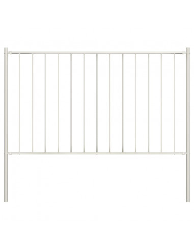 Pannello Recinzione e Pali Acciaio Verniciato 1,7x1,25m Bianco