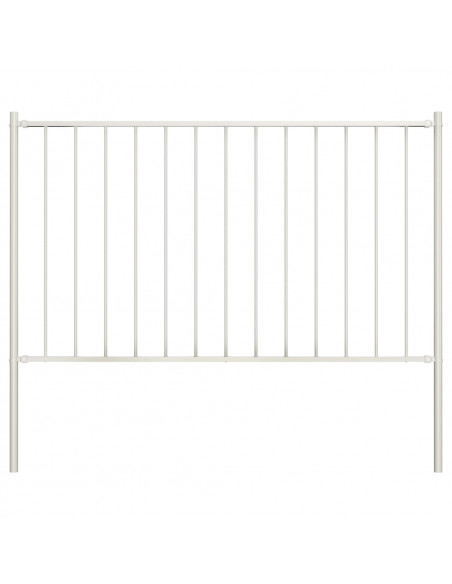 Pannello Recinzione e Pali Acciaio Verniciato 1,7x1,25m Bianco