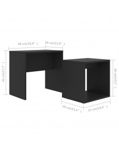 Set Tavolini da Salotto Nero 48x30x45 cm in Legno Multistrato