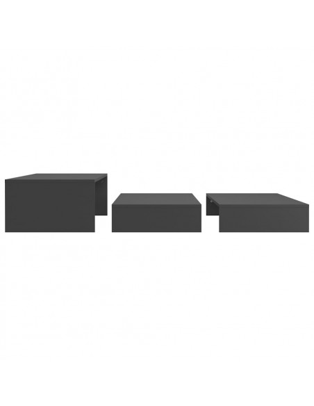Set Tavolini Estraibili Grigio 100x100x26,5cm Legno Multistrato