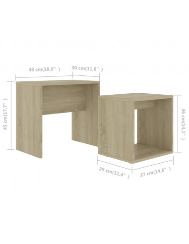 Set Tavolini Salotto Rovere Sonoma 48x30x45cm Legno Multistrato