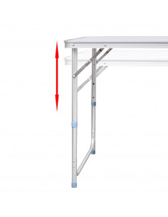 Set Tavolo da Campeggio Pieghevole 6 Sedie Regolabili 180x60 cm