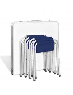 Set Tavolo da Campeggio Pieghevole con 4 Sedie Regolabili 120 x 60 cm