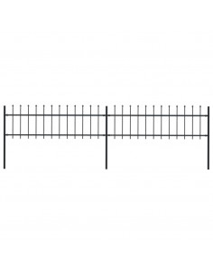 Recinzione Giardino con Punta a Lancia in Acciaio 3,4x0,6m Nera 2