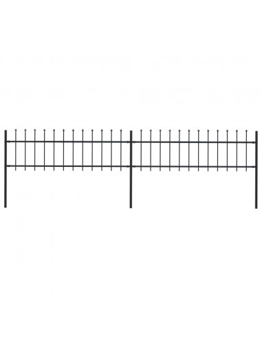 Recinzione Giardino con Punta a Lancia in Acciaio 3,4x0,6m Nera
