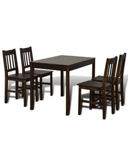 Set Tavolo da Pranzo con 4 Sedie Marrone