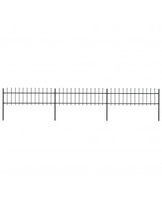 Recinzione da Giardino Punta a Lancia Acciaio 5,1x0,6m Nera 2