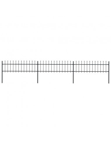 Recinzione da Giardino Punta a Lancia Acciaio 5,1x0,6m Nera