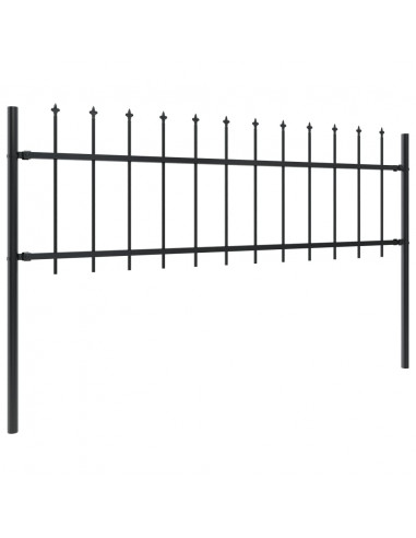 Recinzione da Giardino Punta a Lancia Acciaio 5,1x0,6m Nera