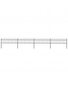 Recinzione da Giardino con Punta a Lancia Acciaio 6,8x0,6m Nera 2