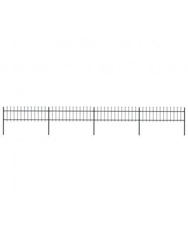 Recinzione da Giardino con Punta a Lancia Acciaio 6,8x0,6m Nera
