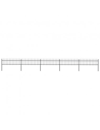 Recinzione da Giardino Punta a Lancia 8,5x0,6 m Acciaio Nera