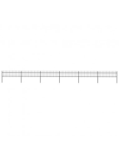 Recinzione da Giardino Punta a Lancia 10,2x0,6 m Acciaio Nera