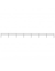 Recinzione da Giardino Punta a Lancia Acciaio 11,9x0,6 m Nera 2