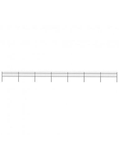 Recinzione da Giardino Punta a Lancia Acciaio 11,9x0,6 m Nera