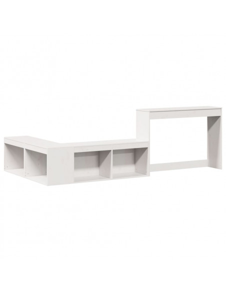 Comodino con Scrivania Bianco 232x112x75 cm in Legno di Pino