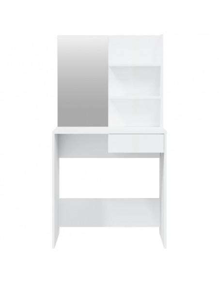 Set Tavolo da Toeletta Bianco Lucido 74,5x40x141 cm