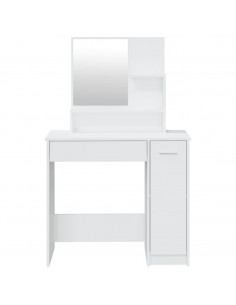 Set Tavolo da Toeletta Bianco Lucido 86,5x35x136 cm