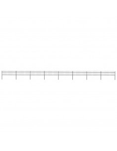 Recinzione da Giardino Punta a Lancia in Acciaio 13,6x0,6m Nera 2