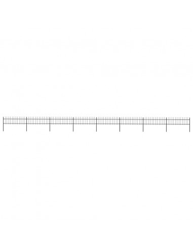 Recinzione da Giardino Punta a Lancia in Acciaio 13,6x0,6m Nera