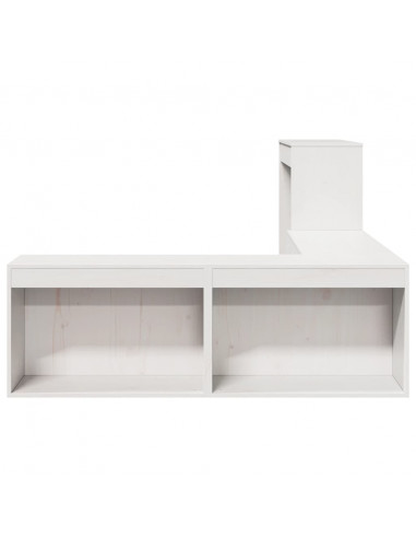 Comodino con Scrivania Bianco 232x112x75 cm in Legno di Pino