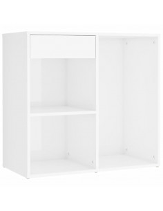 Set Tavolo da Toeletta Bianco Lucido con LED Legno Multistrato