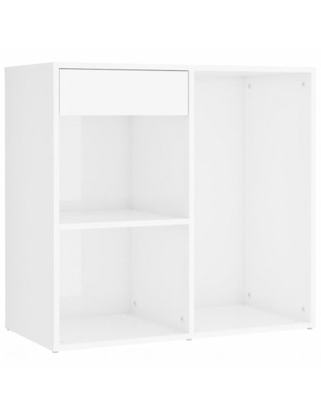 Set Tavolo da Toeletta Bianco Lucido con LED Legno Multistrato