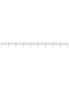 Recinzione Giardino con Punta a Lancia Acciaio 15,3x0,6m Nera 2