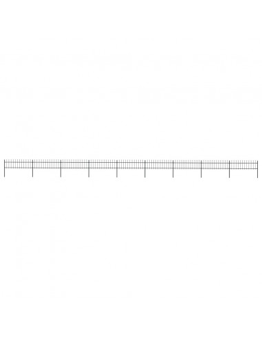 Recinzione Giardino con Punta a Lancia Acciaio 15,3x0,6m Nera