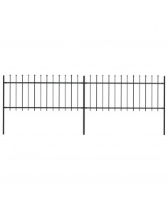 Recinzione Giardino con Punta a Lancia in Acciaio 3,4x0,8 m Nera 2