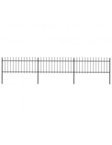 Recinzione Giardino con Punta a Lancia in Acciaio 5,1x0,8m Nera