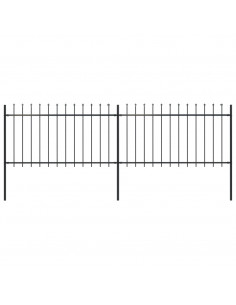 Recinzione Giardino con Punta a Lancia in Acciaio 3,4x1 m Nera 2