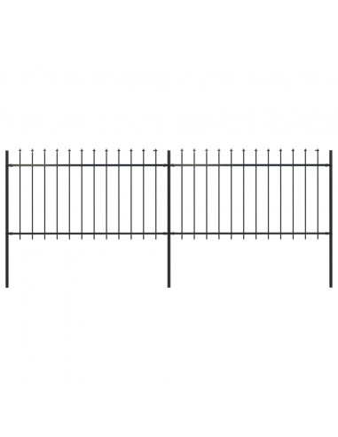 Recinzione Giardino con Punta a Lancia in Acciaio 3,4x1 m Nera