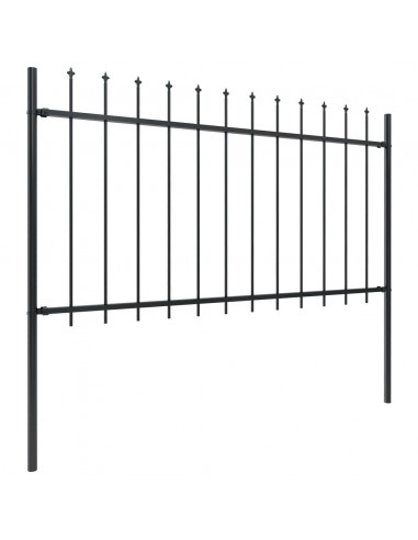 Recinzione Giardino con Punta a Lancia in Acciaio 3,4x1 m Nera