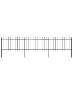 Recinzione Giardino con Punta a Lancia in Acciaio 5,1x1 m Nera 2