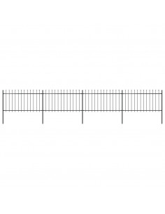 Recinzione da Giardino con Punta a Lancia Acciaio 6,8x1m Nera 2