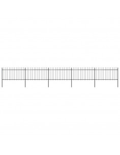 Recinzione da Giardino con Punta a Lancia Acciaio 8,5x1m Nera 2